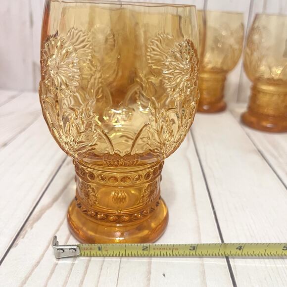 Anthropologie Rare & Retired HELIANTHUS Golden Yellow Daisy Pedestal Goblets 8 - Picture 9 of 10